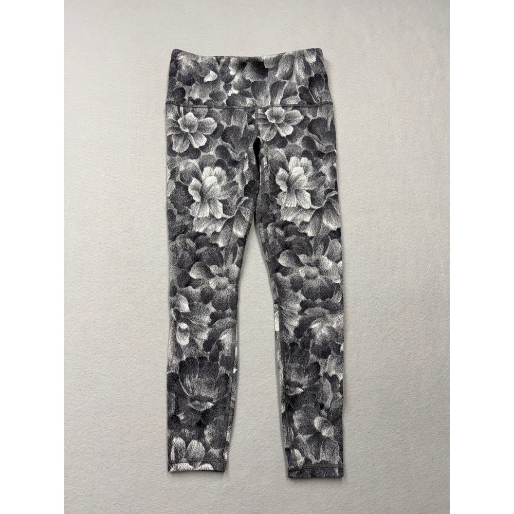 Athleta Leggings Women XS Gray Elation Textured Tight Floral High Rise Yoga Pant